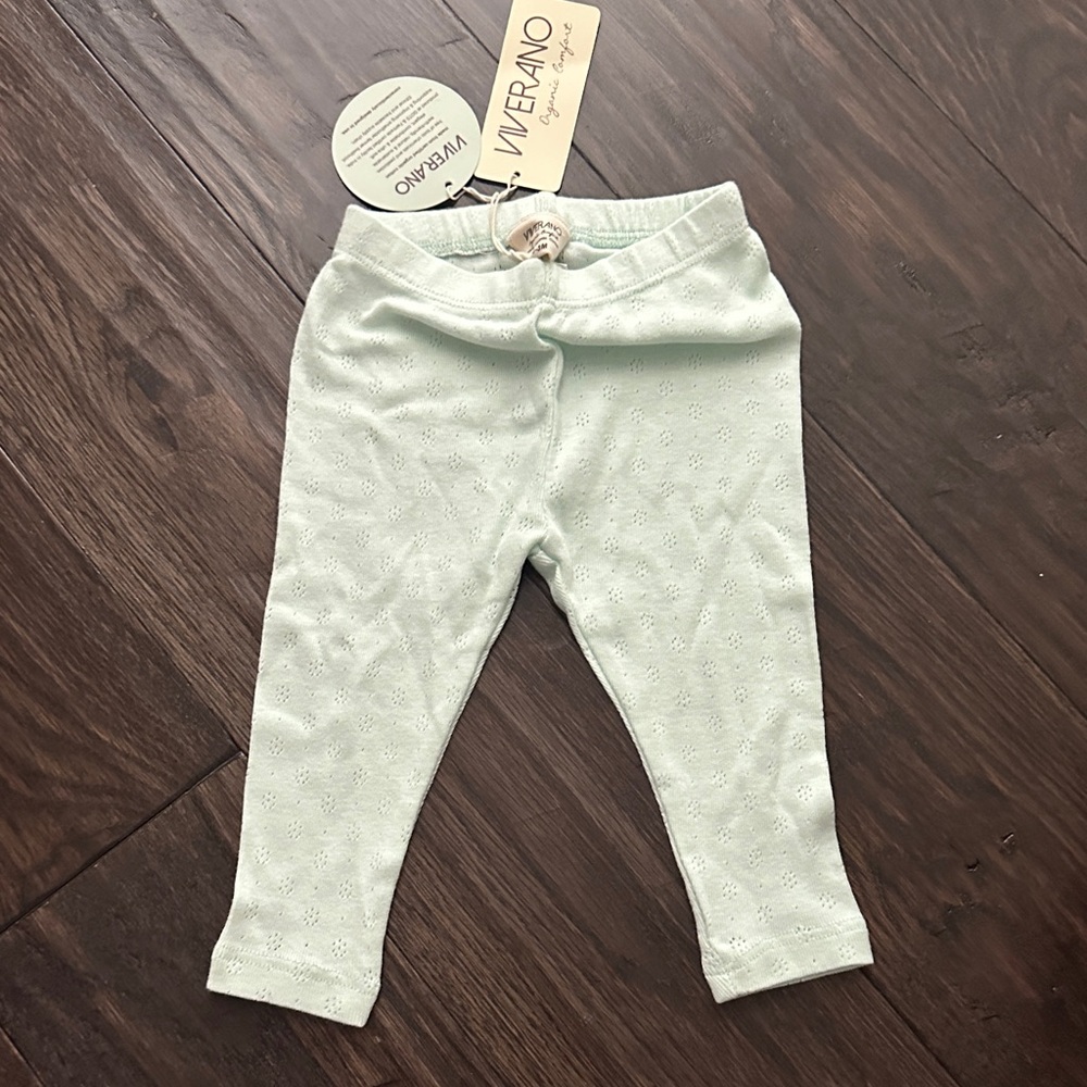Viverano Organic Baby Leggings- Mint green- NWT 0-3 months